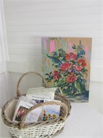 Painting on Board & Basket with flower seeds