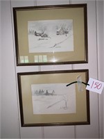 PAIR OF FRAMED WATER COLORS SIGNED