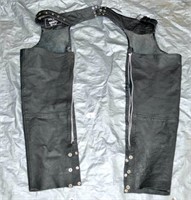 Pair of Silver Bike Size Medium Leather Chaps