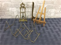 Lot of 6 Metal & Wooden Display Easels & Stands