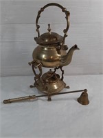 Brass Tea Kettle on Stand with Burner & Snuffer