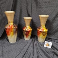 Set of 3 Iridescent Decorative Vases