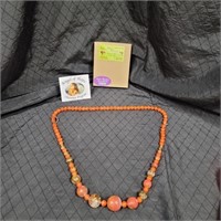 Trendy Statement Orange Beaded Necklace