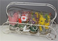 Set of 8 Floral printed peanut butter glasses