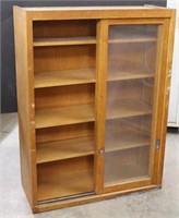 Sliding glass door bookcase, 6 adjustable shelves