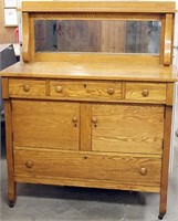 Empire oak sideboard with mirror back