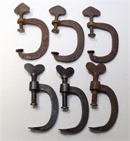6 hand wrought c-clamps