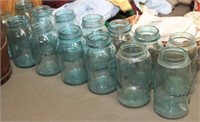 (14) 1 quart blue Ball Mason jars