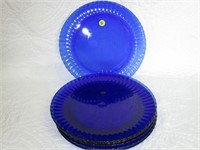 8 Pc Large 10 1/2" Cobalt Blue Plates - Nice