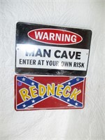 2 Metal Mancave and Redneck Signs