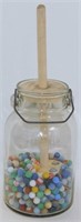 * Glass Butter Churn with 325+ Marbles (Many are