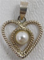 Heart Shape Pendant with Fresh Water Pearl -