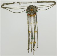 Art Deco Necklace - 18"/20", Real Stones