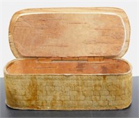 Antique Birch Wood Embossed Box with Wooden