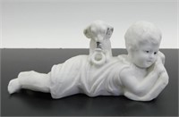 Antique German Bisque Figurine - Baby with Puppy