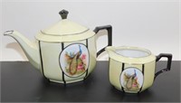 * Vintage Peacock Teapot and Creamer