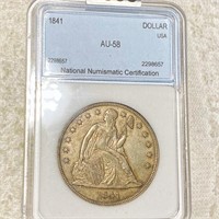 1841 Seated Liberty Dollar NNC - AU58