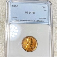 1929-S Lincoln Wheat Penny NNC - MS 64 RB
