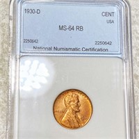 1930-D Lincoln Wheat Penny NNC - MS 64 RB