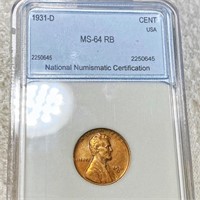 1931-D Lincoln Wheat Penny NNC - MS 64 RB