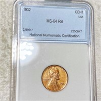 1932 Lincoln Wheat Penny NNC - MS 64 RB