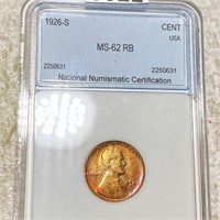 1926-S Lincoln Wheat Penny NNC - MS 62 RB