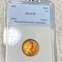1928 Lincoln Wheat Penny NNC - MS 64 RB