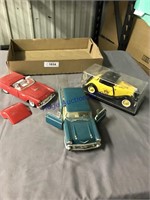 3 DIE CAST CARS--YELLOW, RED, GREEN