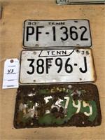 1971, 1976 & 1980 Tenn Auto tag