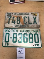 Flordia & Norh Carolina Auto tags