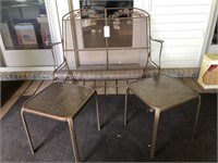 Wrought Iron Glider with 2 end tables