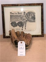 Mickey Mantle 1950s glove with Rawlings ad