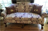 BALL AND CLAW FLORAL UPHOLSTERED SOFA