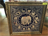 TUFTED PERSIAN ELEPHANT AND 12 ANIMAL FIGURE ART