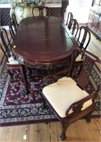 DINING TABLE ASIAN MAHOGANY WITH 8 BALL AND CLAW C