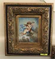 CHERUB OIL ON CANVAS ORNATE FRAME