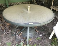 GLASSTOP PATIO TABLE AND UMBRELLA STAND