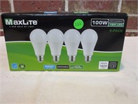 Maxlite 4 Pack 100 Watt Light Bulbs - NEW