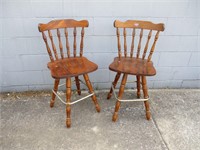 Two Wooden Counter Height Bar Stools