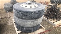 3 11R22.5 Tires on Rims
