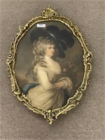 Print of Women in a Gold Oval Frame