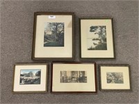 5 Framed Wallace Nutting Hand Colored Photos