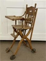 Oak Pressed Back High Chair