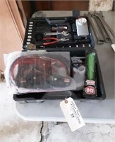 Car tool kit with jumper cables.