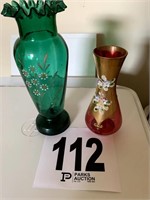 (2) Hand Painted Vases (Bedroom 1)