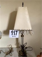 Vintage Glass And Brass Lamp (Bedroom 1)