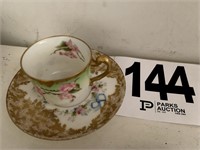 Hand Painted China Cup And Saucer - T And V