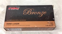 50 Rds PMC bronze 9 mm Luger round FMJ