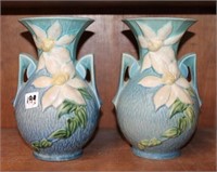 Pair of Roseville Vases #109-9" (1) has a rim