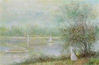 Du Bois Impressionist Oil on Canvas Lake Landscape